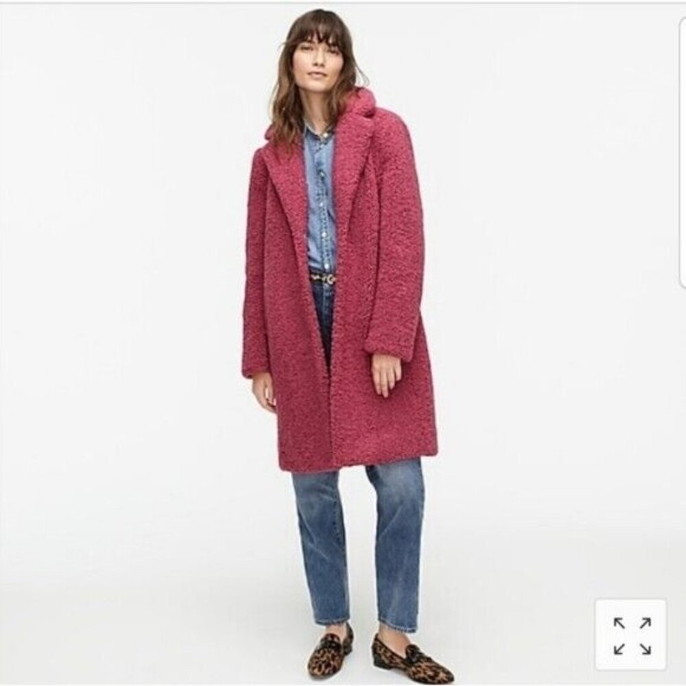 NWT J.Crew Teddy Sherpa Coat in Dusty Rose Pink Cozy Furry Jacket XXL 2XL $248